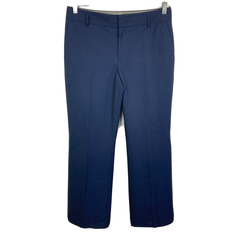 Banana Republic Pants Womens 8 Blue Stripe Wool Stretch Martin Fit Straight Leg